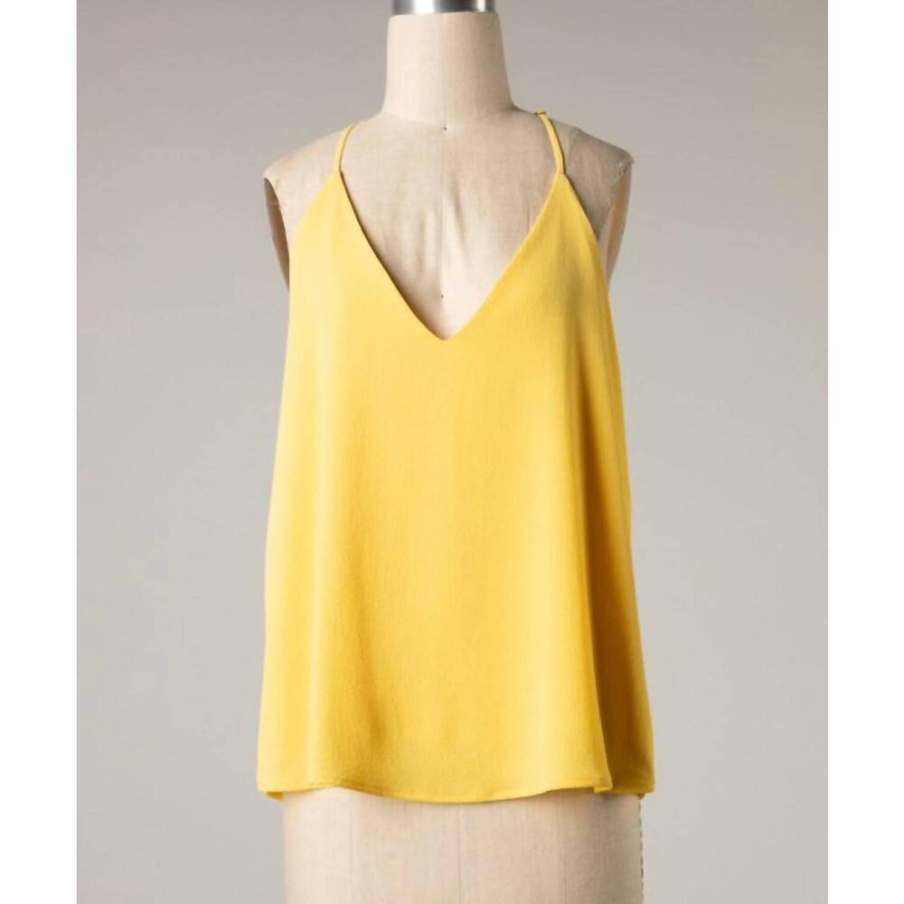 NEW FASCINATION women's textured solid cami top in sunny yellow
